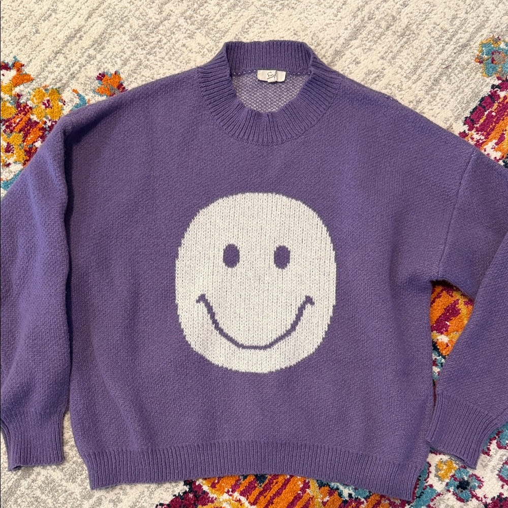 Easle - Purple Smiley Face Sweater